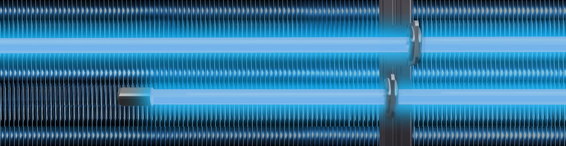 Clean HVAC coil maintained by UV-C treatment